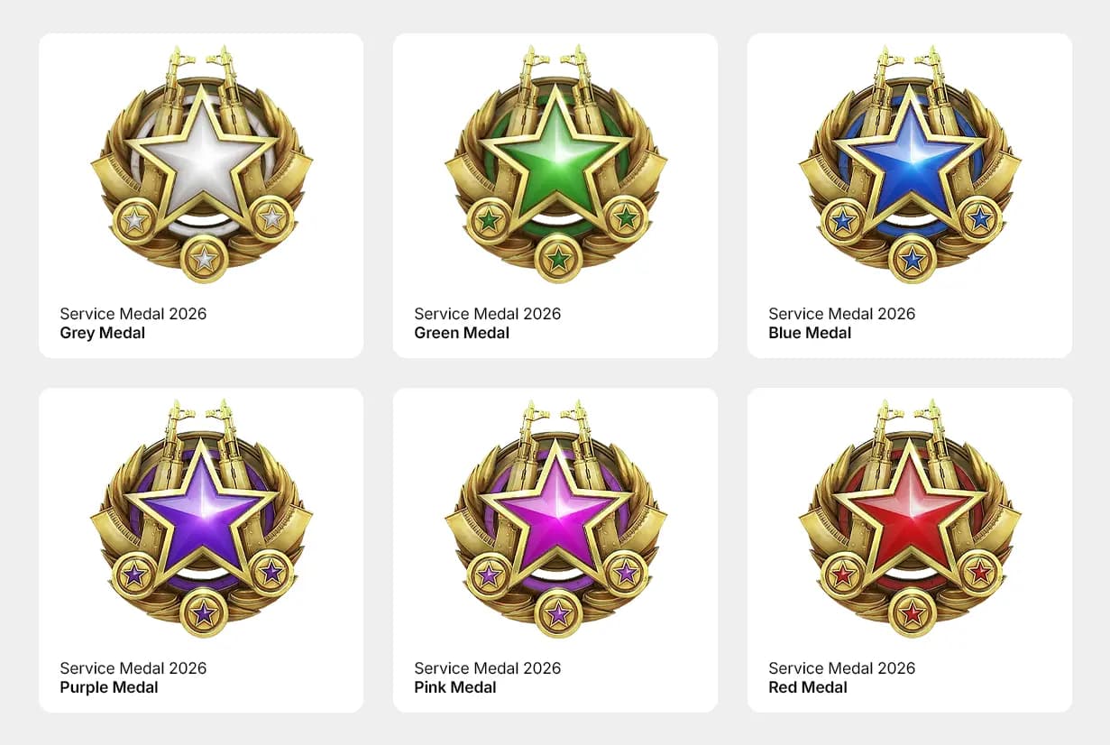 CS2 Service Medal 2026 All Colors